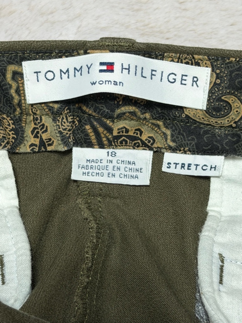 Women’s Tommy Hilfiger Olive Green Boot-Leg Pants w/stretch 18 - Picture 2 of 11